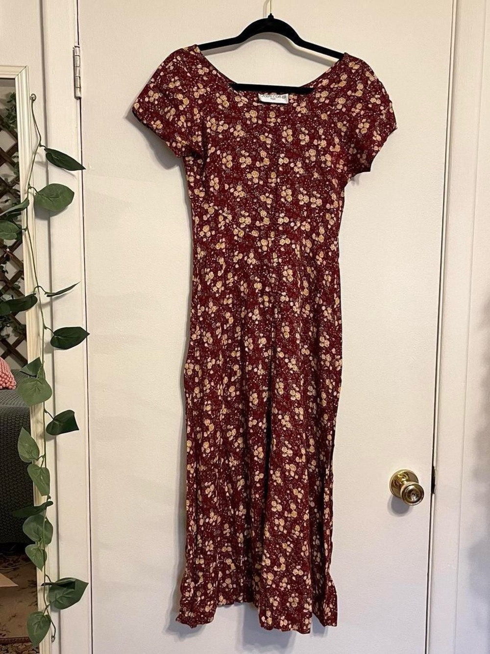 Casual Corner Burgundy Floral Maxi Dress